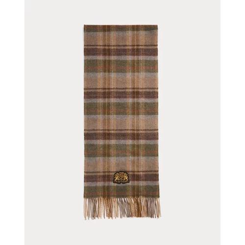 폴로 랄프로렌 Plaid Crest-Patch Wool-Blend Scarf