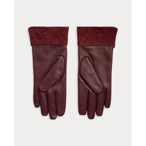 폴로 랄프로렌 Quilted-Suede-Trim Sheepskin Gloves