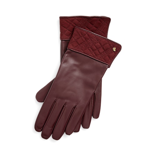 폴로 랄프로렌 Quilted-Suede-Trim Sheepskin Gloves