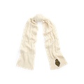 Crest-Patch Cable-Knit Scarf