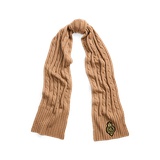 Crest-Patch Cable-Knit Scarf