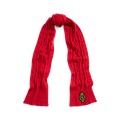 Crest-Patch Cable-Knit Scarf