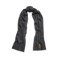 Crest-Patch Cable-Knit Scarf