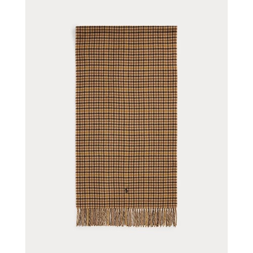 폴로 랄프로렌 Fringe Plaid Wool-Cashmere Scarf