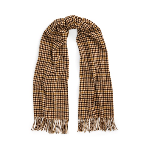 폴로 랄프로렌 Fringe Plaid Wool-Cashmere Scarf