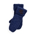 Leather-Trim Rib-Knit Wool-Blend Mittens