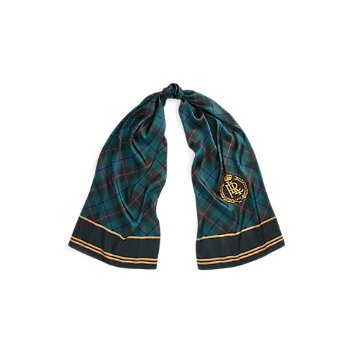 폴로 랄프로렌 Plaid Crest Silk Twill Wrap Scarf