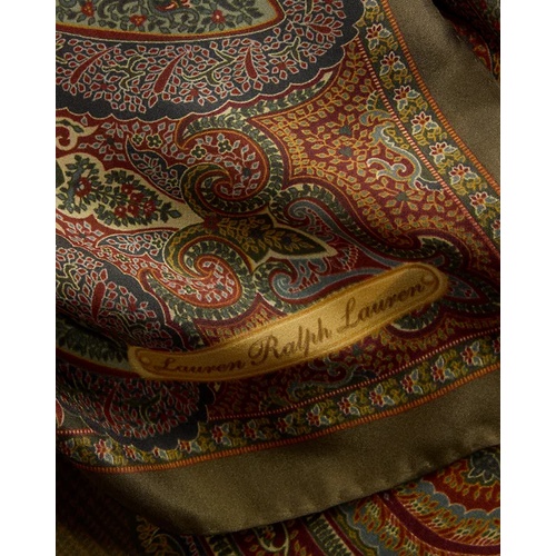 폴로 랄프로렌 Mixed-Motif Silk Habotai Square Scarf