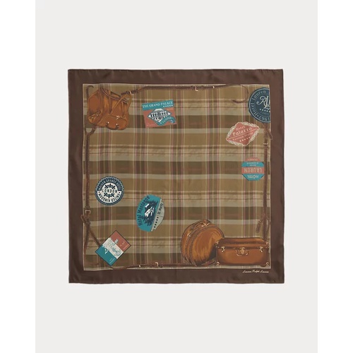 폴로 랄프로렌 Plaid Silk Twill Square Scarf