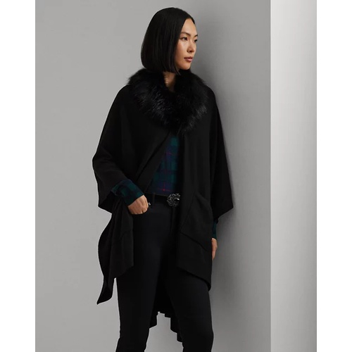 폴로 랄프로렌 Faux-Fur-Trim Knit Ruana