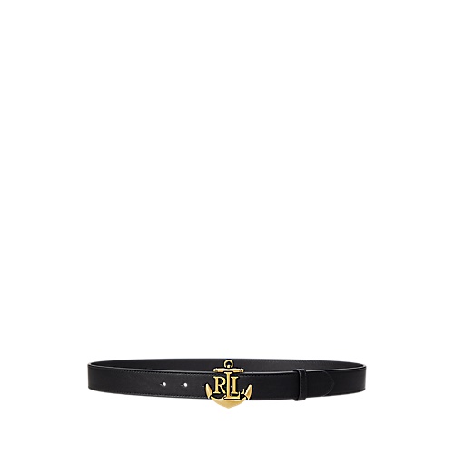 폴로 랄프로렌 Anchor-Logo Leather Skinny Belt