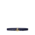 Anchor-Logo Leather Skinny Belt