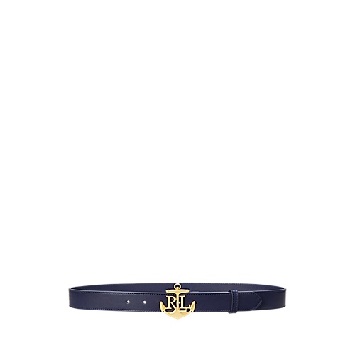 폴로 랄프로렌 Anchor-Logo Leather Skinny Belt