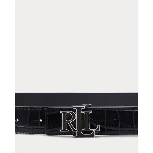 폴로 랄프로렌 Logo Reversible Crocodile-Embossed Belt