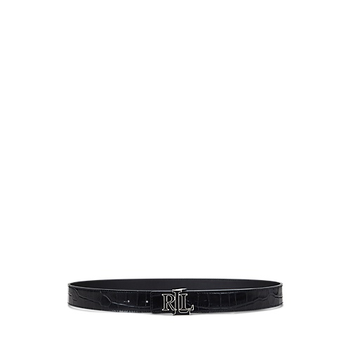 폴로 랄프로렌 Logo Reversible Crocodile-Embossed Belt