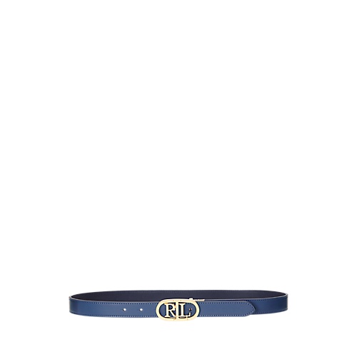 폴로 랄프로렌 Oval-Logo Reversible Leather Skinny Belt