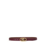 Oval-Logo Reversible Leather Skinny Belt