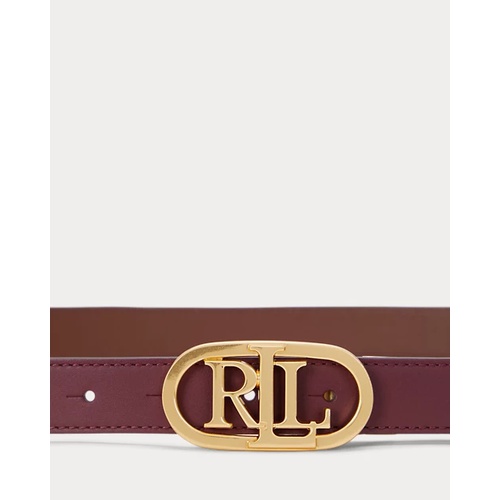 폴로 랄프로렌 Oval-Logo Reversible Leather Skinny Belt