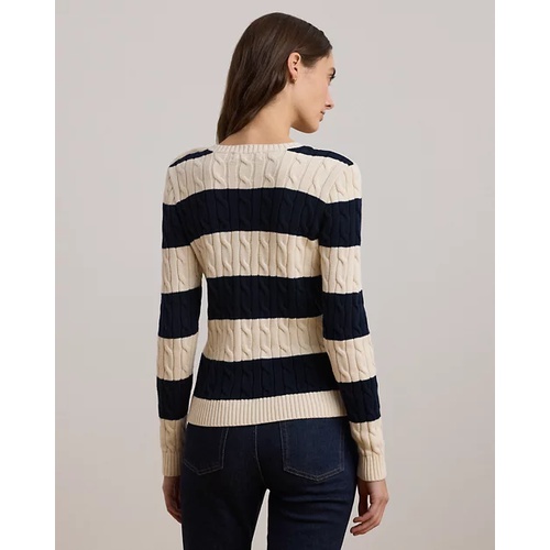 폴로 랄프로렌 Striped Button-Trim Cable-Knit Sweater