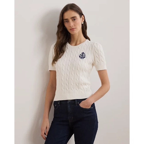 폴로 랄프로렌 Cable-Knit Cotton Short-Sleeve Sweater