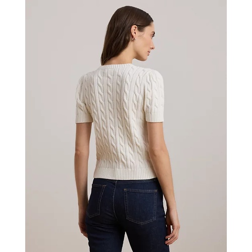 폴로 랄프로렌 Cable-Knit Cotton Short-Sleeve Sweater