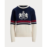 Embroidered-Crest Cotton Sweater