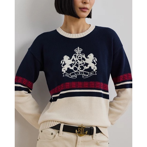 폴로 랄프로렌 Embroidered-Crest Cotton Sweater