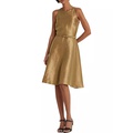 Metallic Twill Belted Cocktail Dress