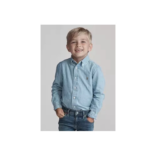 폴로 랄프로렌 Boys 2-7 Indigo Cotton Chambray Shirt