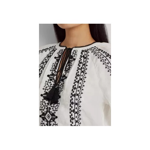 폴로 랄프로렌 Embroidered Linen Blouse