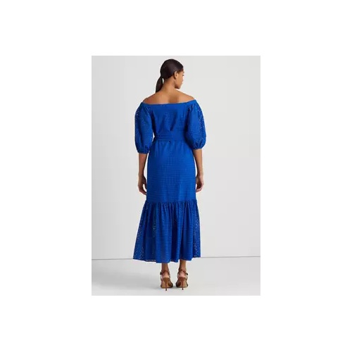 폴로 랄프로렌 Eyelet Cotton Off the Shoulder Dress