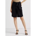 Tie-Front Linen-Blend Twill Shorts