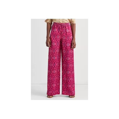 폴로 랄프로렌 Geometric Print Satin Shantung Wide Leg Pants