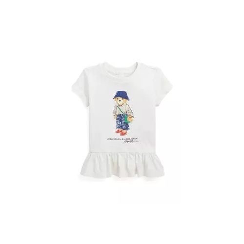 폴로 랄프로렌 Baby Girls Polo Bear Cotton Jersey Peplum T-Shirt