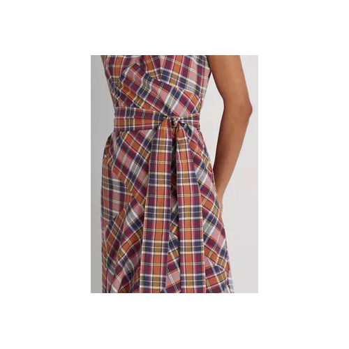 폴로 랄프로렌 Belted Cotton Madras Sleeveless Dress