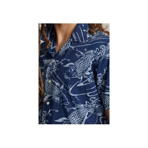 폴로 랄프로렌 Classic Fit Koi Print Cotton Linen Shirt