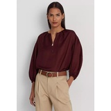 Shantung Blouson-Sleeve Blouse