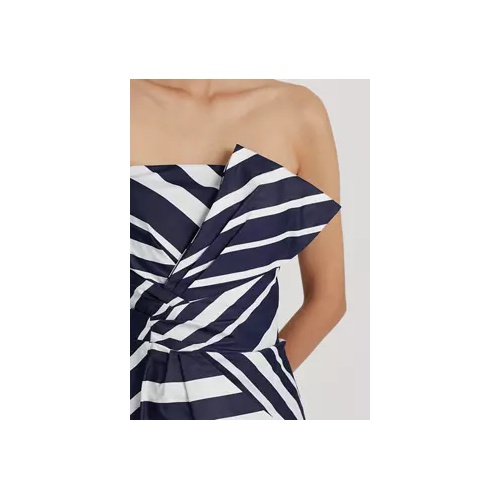 폴로 랄프로렌 Womens Striped Taffeta Strapless Cocktail Dress