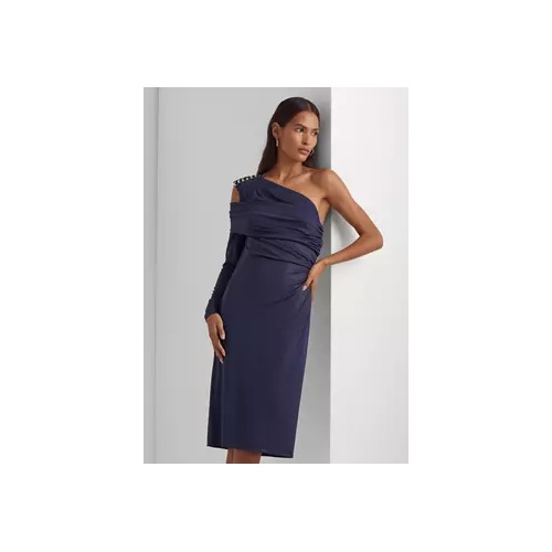 폴로 랄프로렌 Womens Foil-Print Jersey One-Shoulder Cocktail Dress