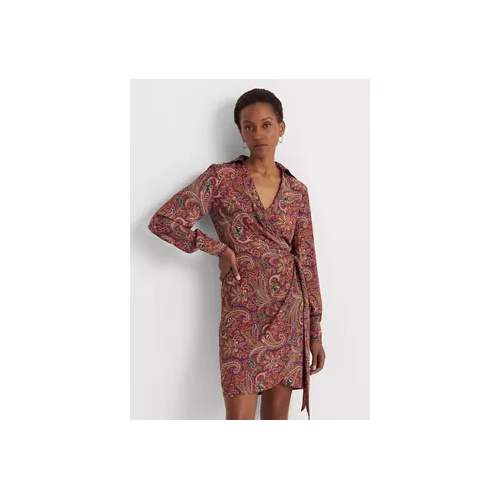 폴로 랄프로렌 Print Double Faced Georgette Wrap Dress