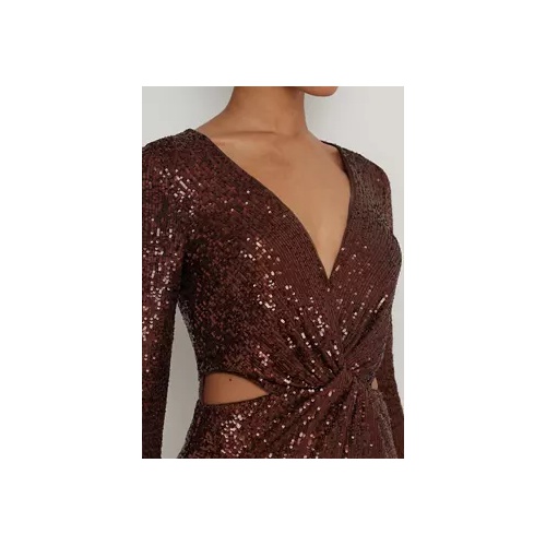 폴로 랄프로렌 Womens Twist-Front Sequined Cocktail Dress