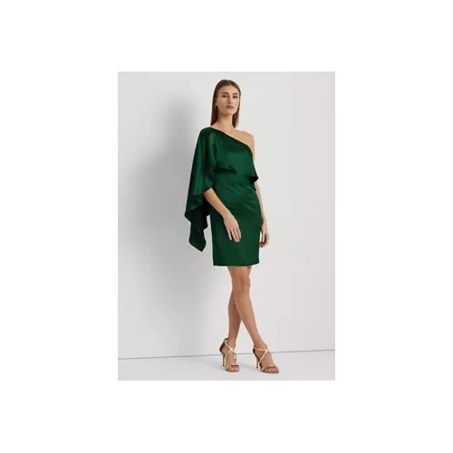 폴로 랄프로렌 Womens Satin One-Shoulder Cape Cocktail Dress