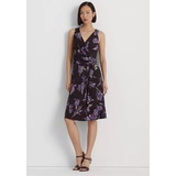 Womens Floral Surplice Jersey Sleeveless Dress