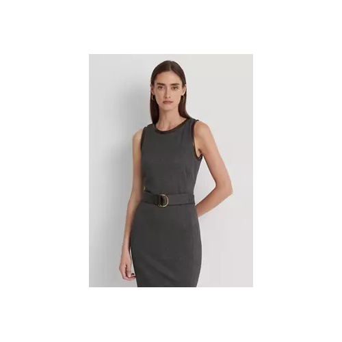 폴로 랄프로렌 Faux-Leather-Trim Belted Jacquard Dress