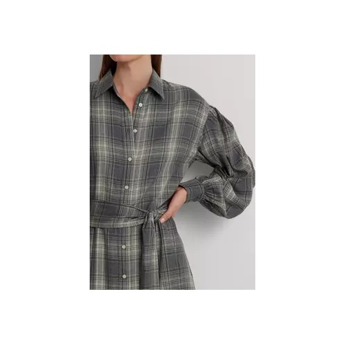 폴로 랄프로렌 Checked Plaid Belted Twill Shirtdress