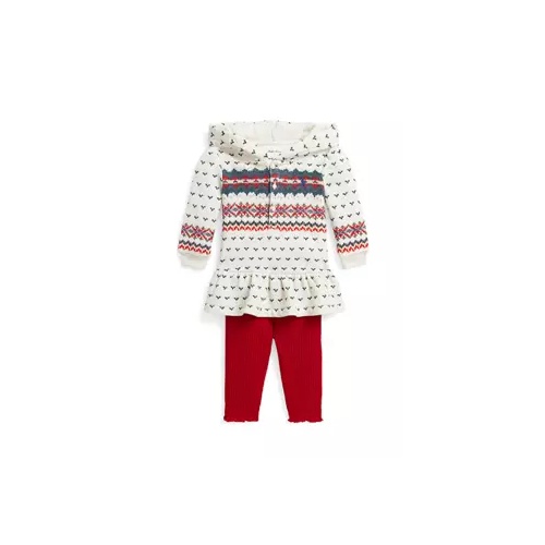 폴로 랄프로렌 Baby Girls Fair Isle Fleece Henley Shirt & Leggings Set