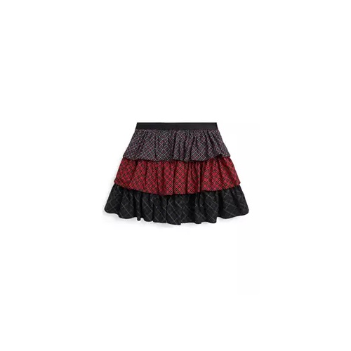 폴로 랄프로렌 Girls 7-16 Mixed Plaid Tiered Cotton Skirt