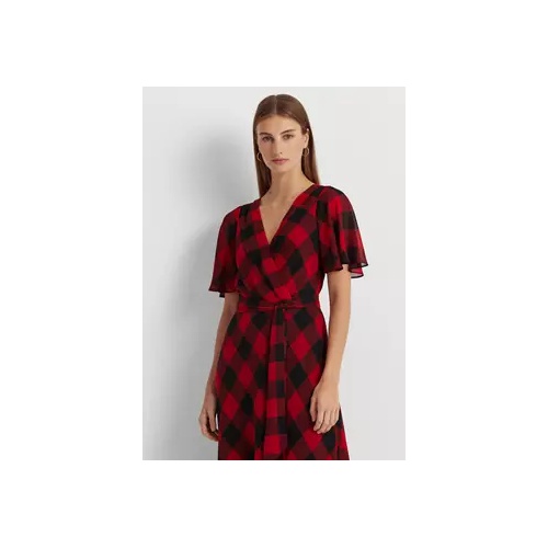 폴로 랄프로렌 Buffalo Check Belted Georgette Dress