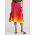 Ombre Linen-Blend Midi Skirt