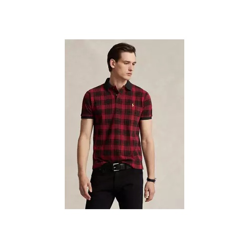 폴로 랄프로렌 Custom Slim Fit Plaid Mesh Polo Shirt